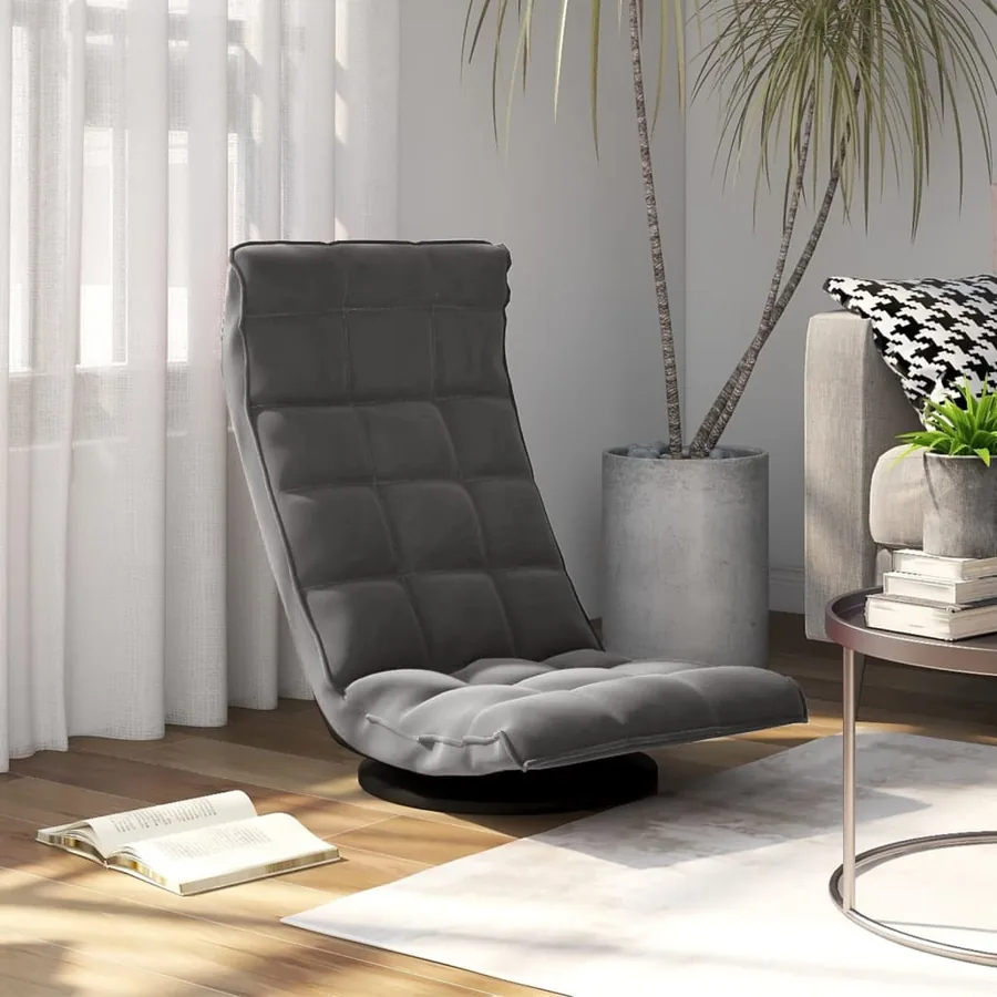 Chaise de sol pivotante Gris foncé Velours