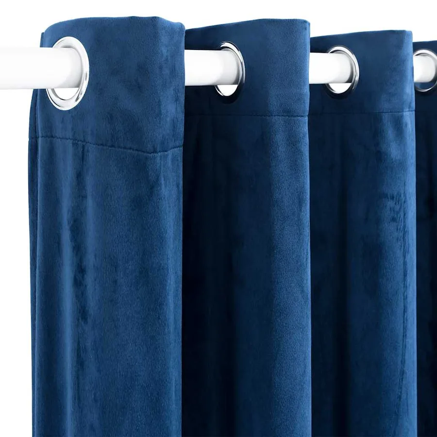 Rideau occultant et anneaux Velours Bleu foncé 290x245 cm - 4
