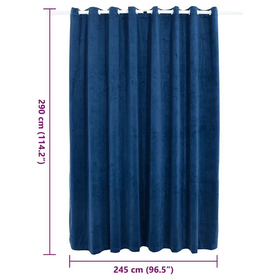 Rideau occultant et anneaux Velours Bleu foncé 290x245 cm - 7
