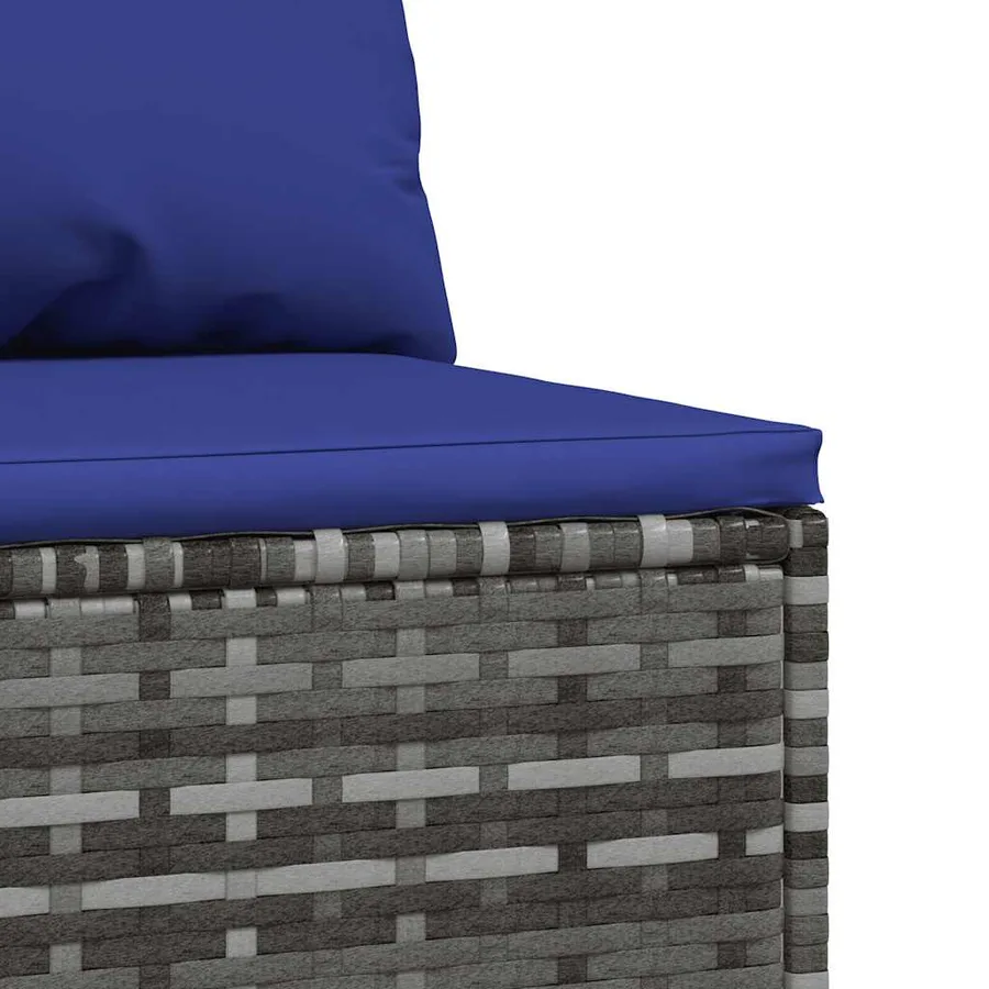 Canapé central de jardin avec coussins gris résine tressée - 5
