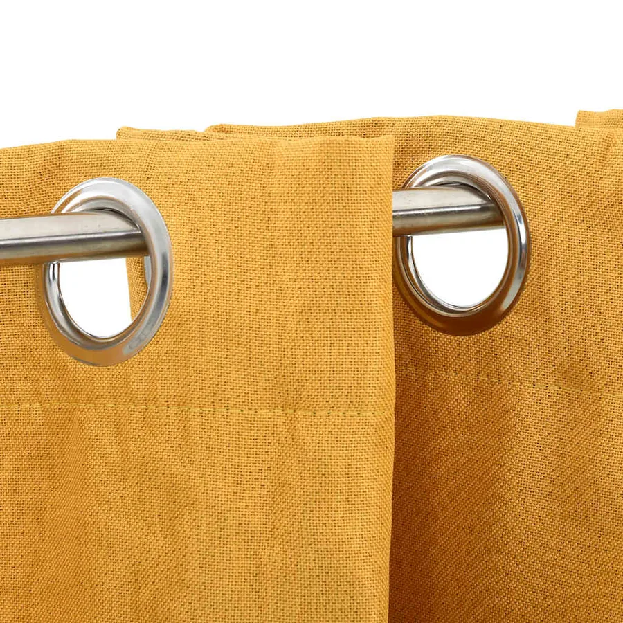 Rideaux occultants Aspect lin à œillets 2 pcs Jaune 140x245 cm - 3