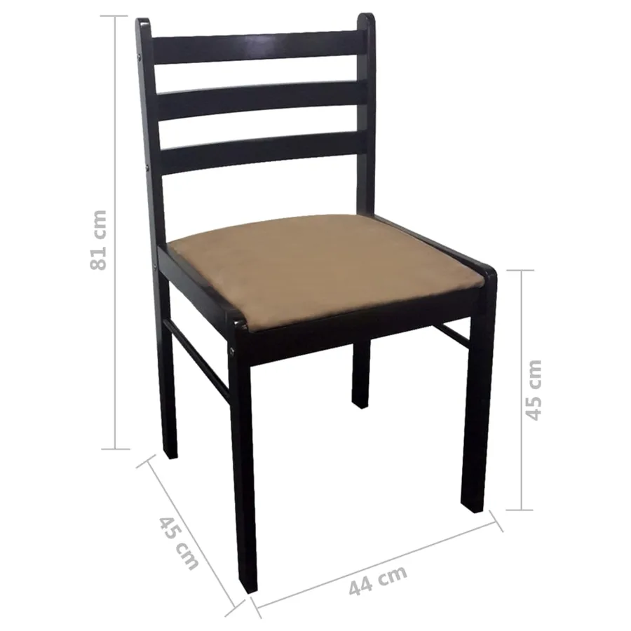 Chaises à manger lot de 2 marron hévéa solide et velours - 5