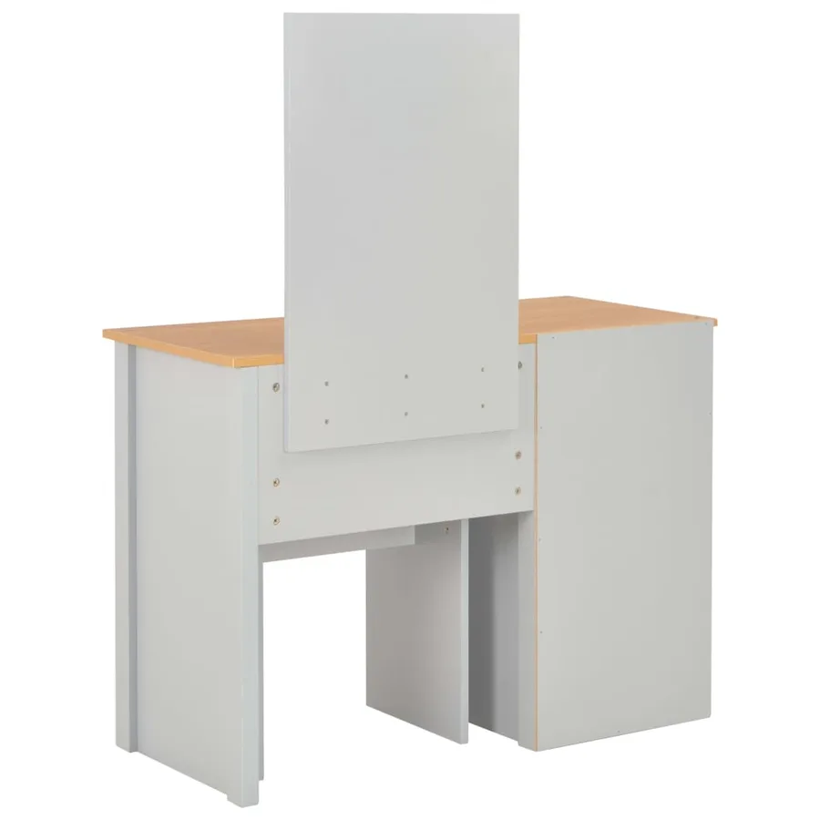 Coiffeuse avec miroir et tabouret Gris 104x45x131 cm - 5