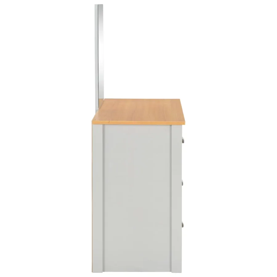 Coiffeuse avec miroir et tabouret Gris 104x45x131 cm - 6