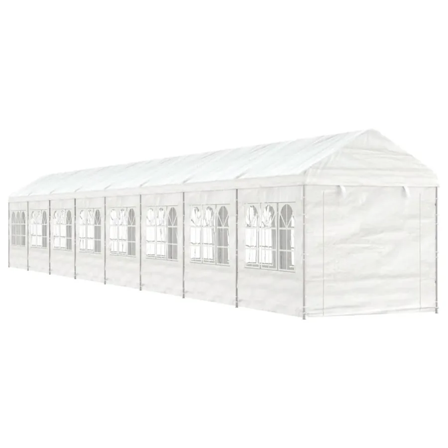 Belvédère avec toit blanc 17,84x2,28x2,69 m polyéthylène