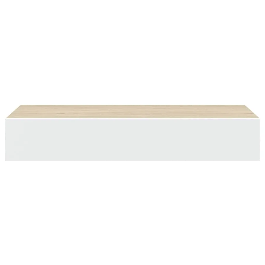 Étagère murale à tiroirs Chêne et blanc 60 x 23,5 x 10 cm MDF - 6
