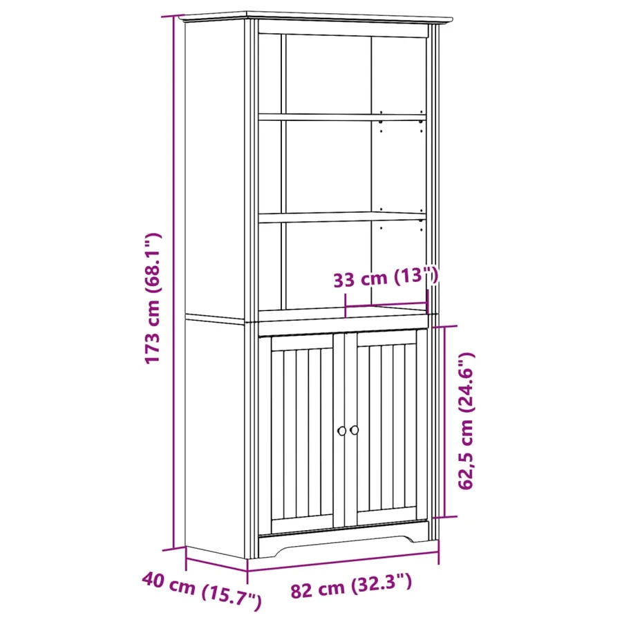 Bibliothèque BODO blanc 82x40x173 cm bois de pin massif - 8
