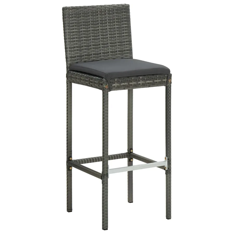 Ensemble de bar de jardin 3 pcs et coussins Résine tressée Gris - 9