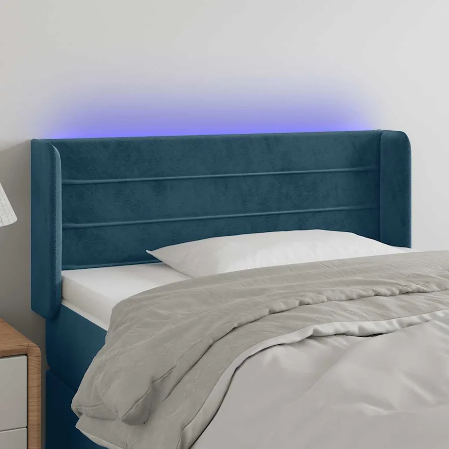 Tête de lit à LED Bleu foncé 83x16x78/88 cm Velours