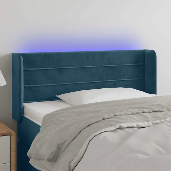 Tête de lit à LED Bleu foncé 83x16x78/88 cm Velours