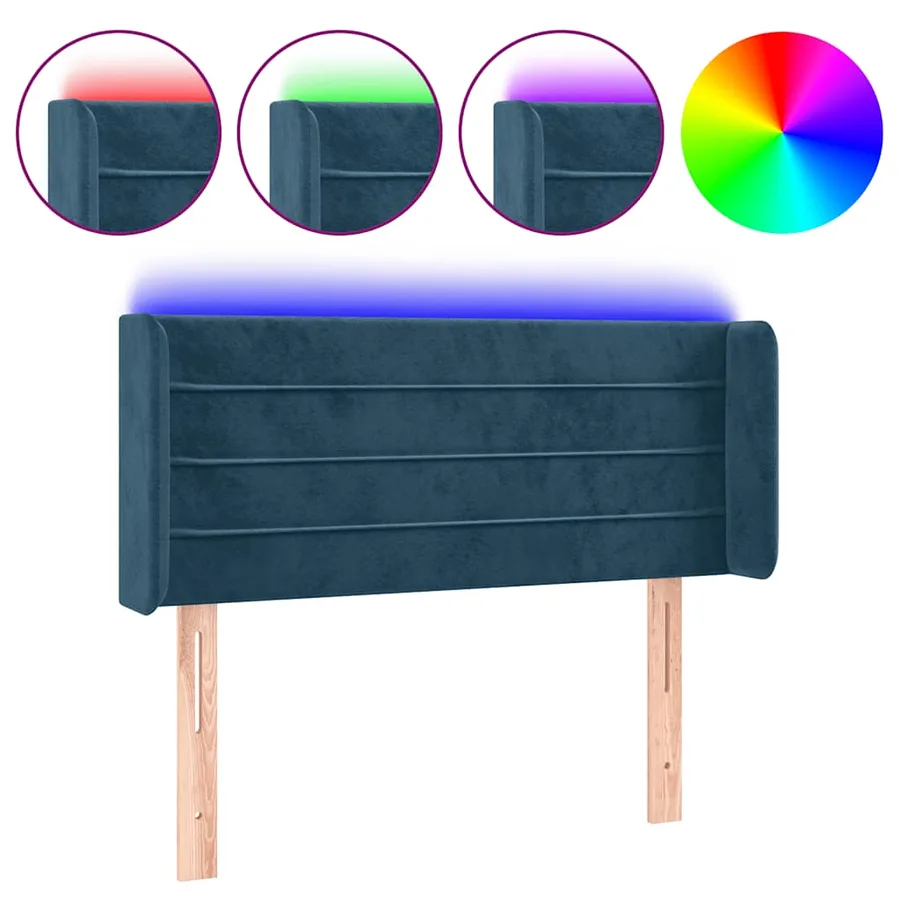 Tête de lit à LED Bleu foncé 83x16x78/88 cm Velours - 2
