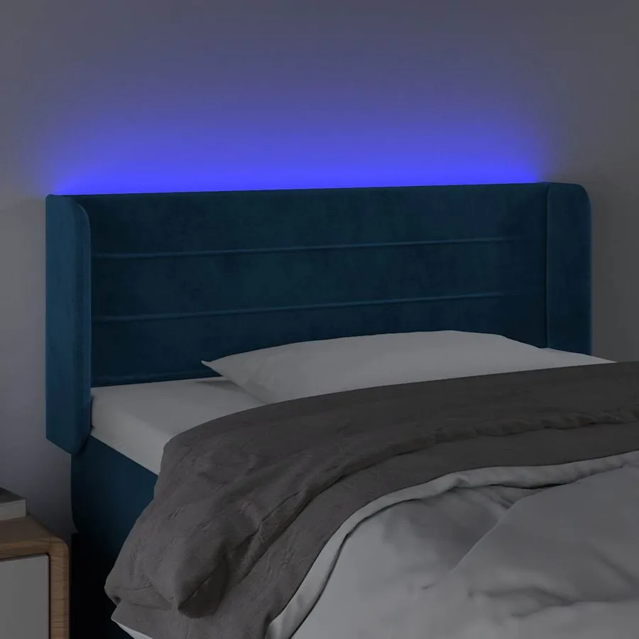 Tête de lit à LED Bleu foncé 83x16x78/88 cm Velours - 4
