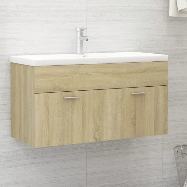 Armoire d'évier Chêne sonoma 90x38,5x46 cm Bois d’ingénierie