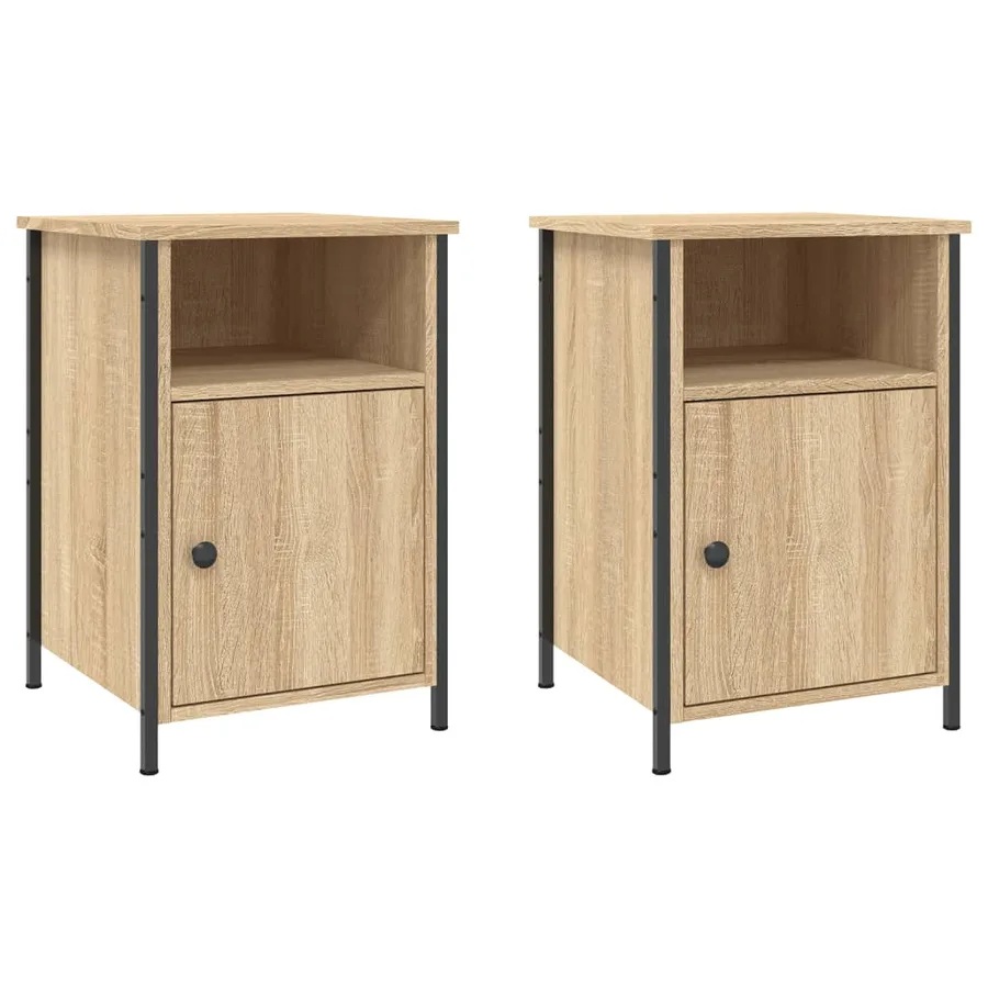Tables de chevet 2pcs chêne sonoma 40x42x60cm bois d'ingénierie - 2