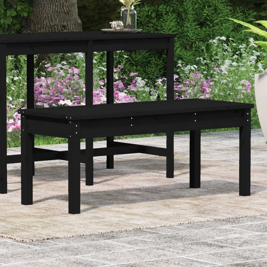 Banc de jardin noir 109x44x45 cm bois massif de pin - 3