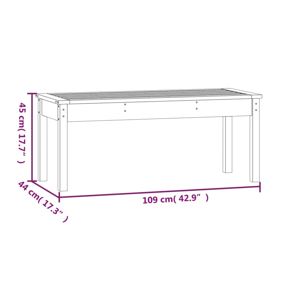 Banc de jardin noir 109x44x45 cm bois massif de pin - 8