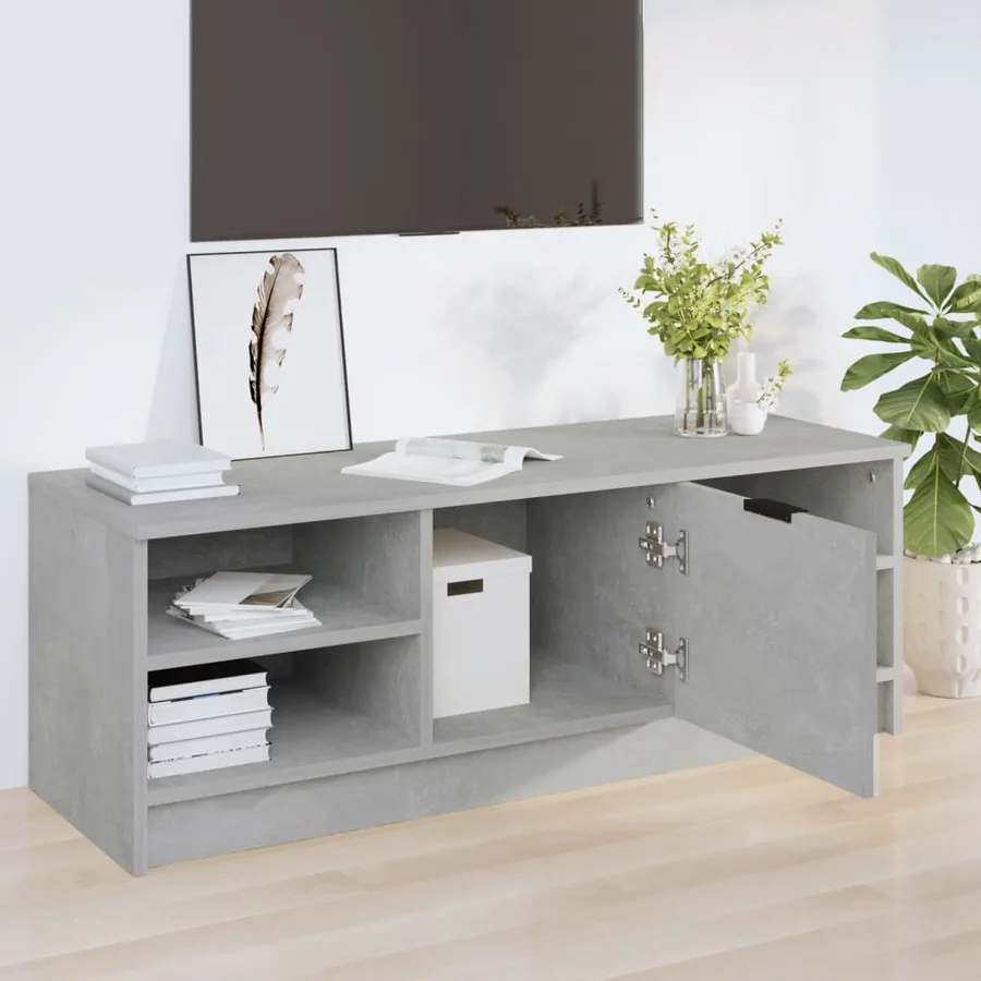 Meuble TV Gris béton 102x35,5x36,5 cm Bois d'ingénierie - 3