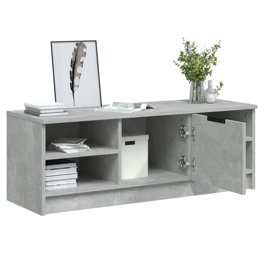 Meuble TV Gris béton 102x35,5x36,5 cm Bois d'ingénierie - 5