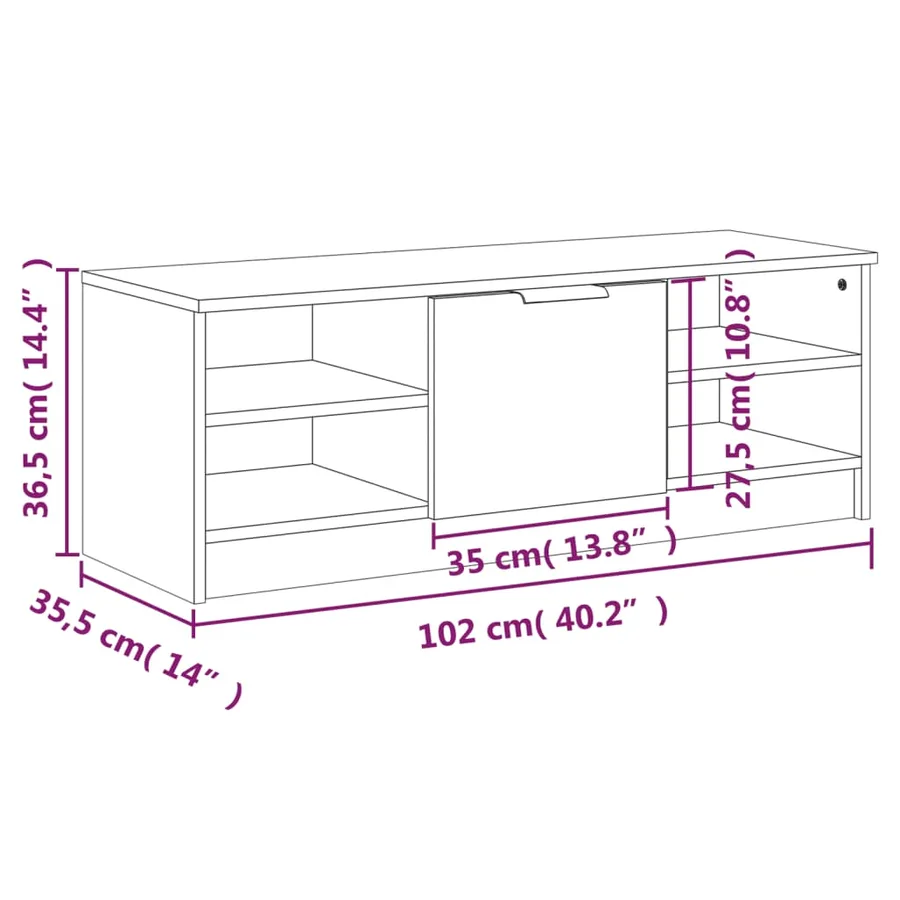 Meuble TV Gris béton 102x35,5x36,5 cm Bois d'ingénierie - 9