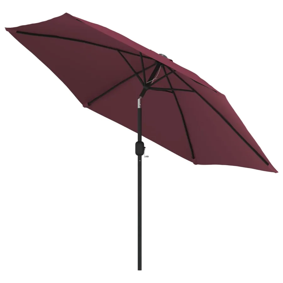 Parasol de jardin avec mât en métal rouge bordeaux 300 cm - 3