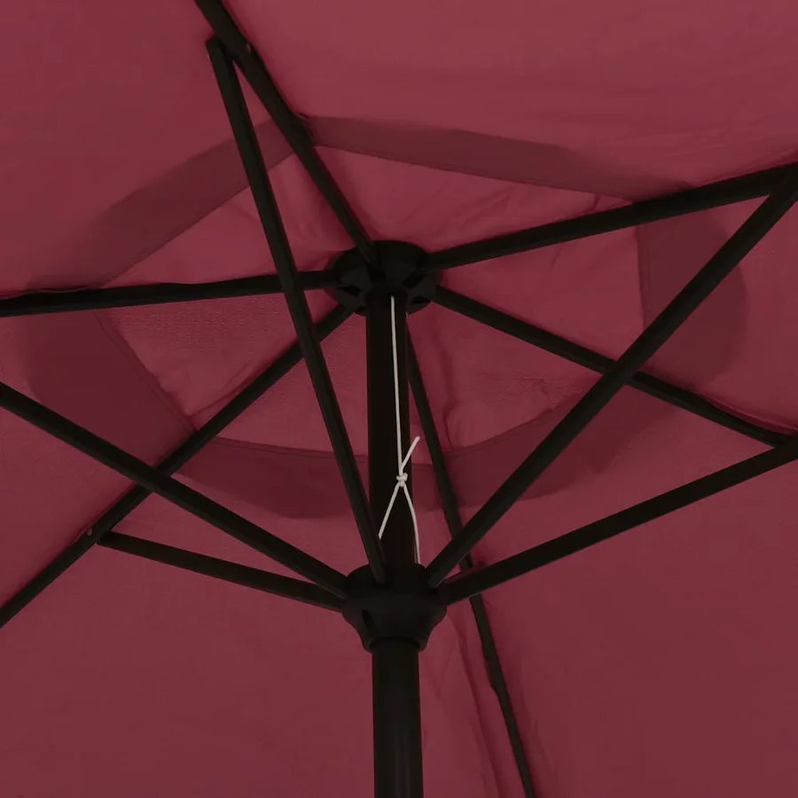 Parasol de jardin avec mât en métal rouge bordeaux 300 cm - 5