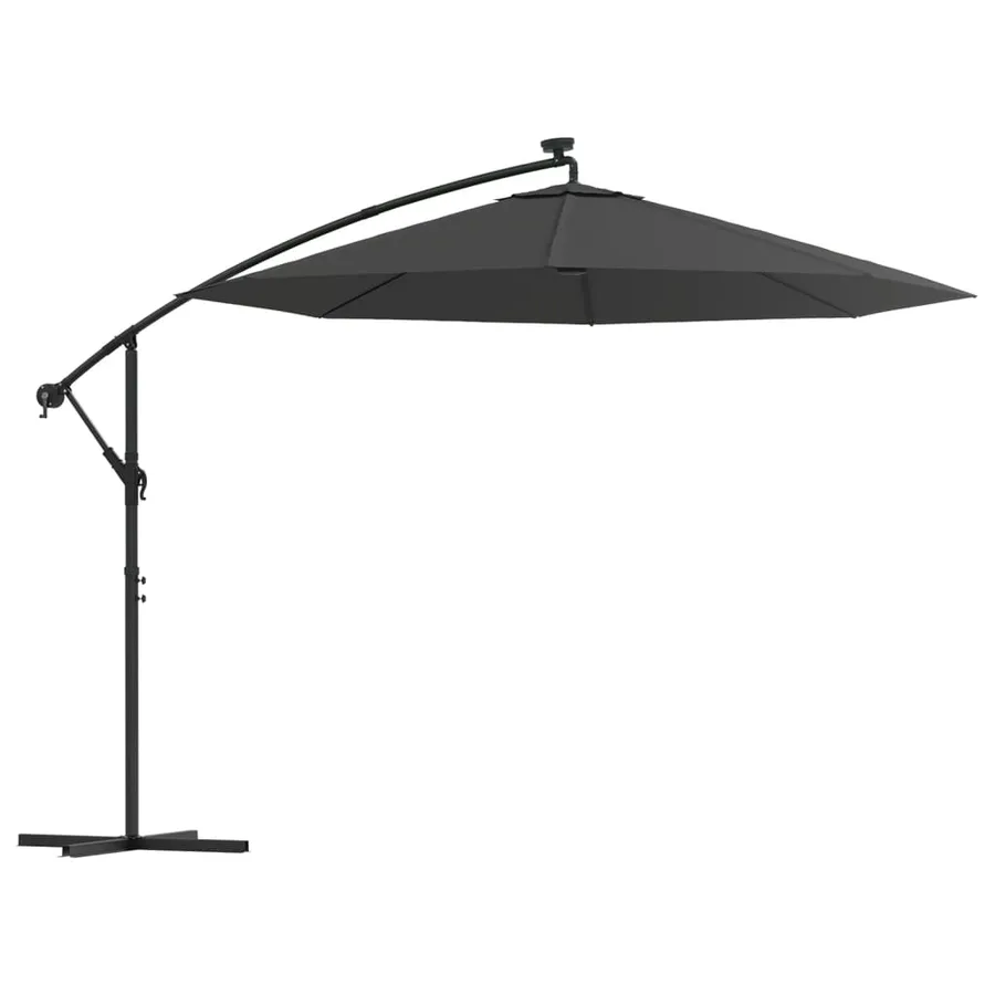 Parasol de jardin en porte-à-faux et lumières LED mât en acier - 2