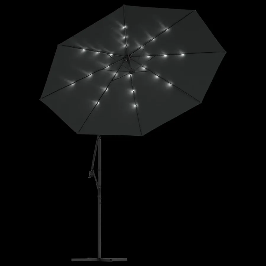 Parasol de jardin en porte-à-faux et lumières LED mât en acier - 6