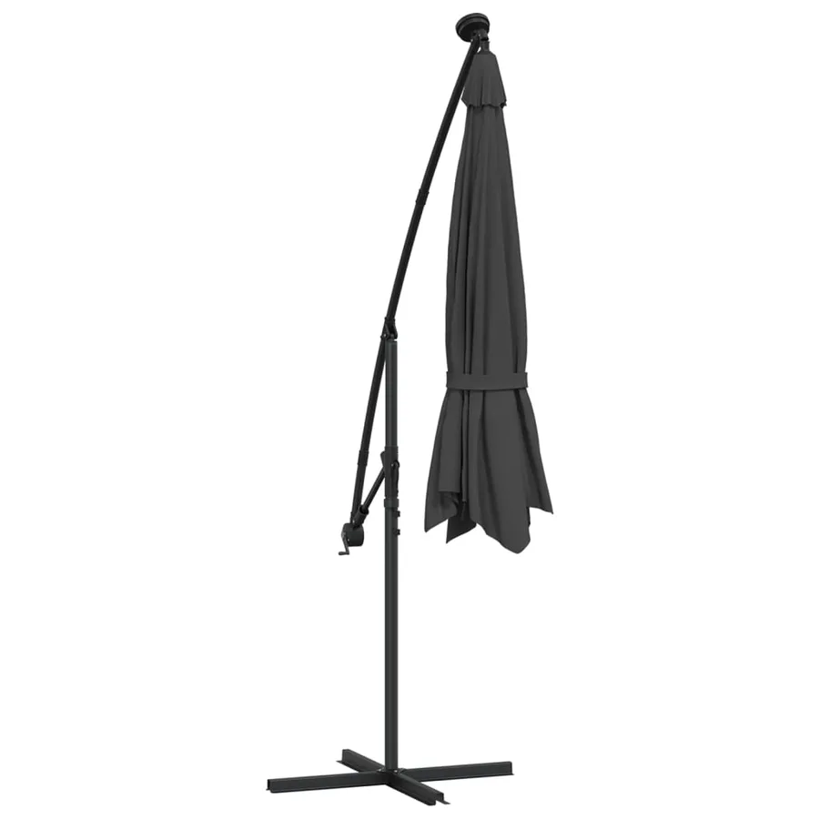 Parasol de jardin en porte-à-faux et lumières LED mât en acier - 8