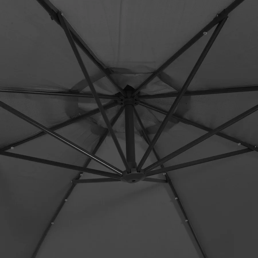 Parasol de jardin en porte-à-faux et lumières LED mât en acier - 9