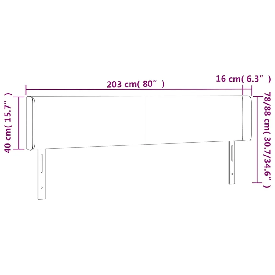 Tête de lit à LED Vert foncé 203x16x78/88 cm Velours - 7