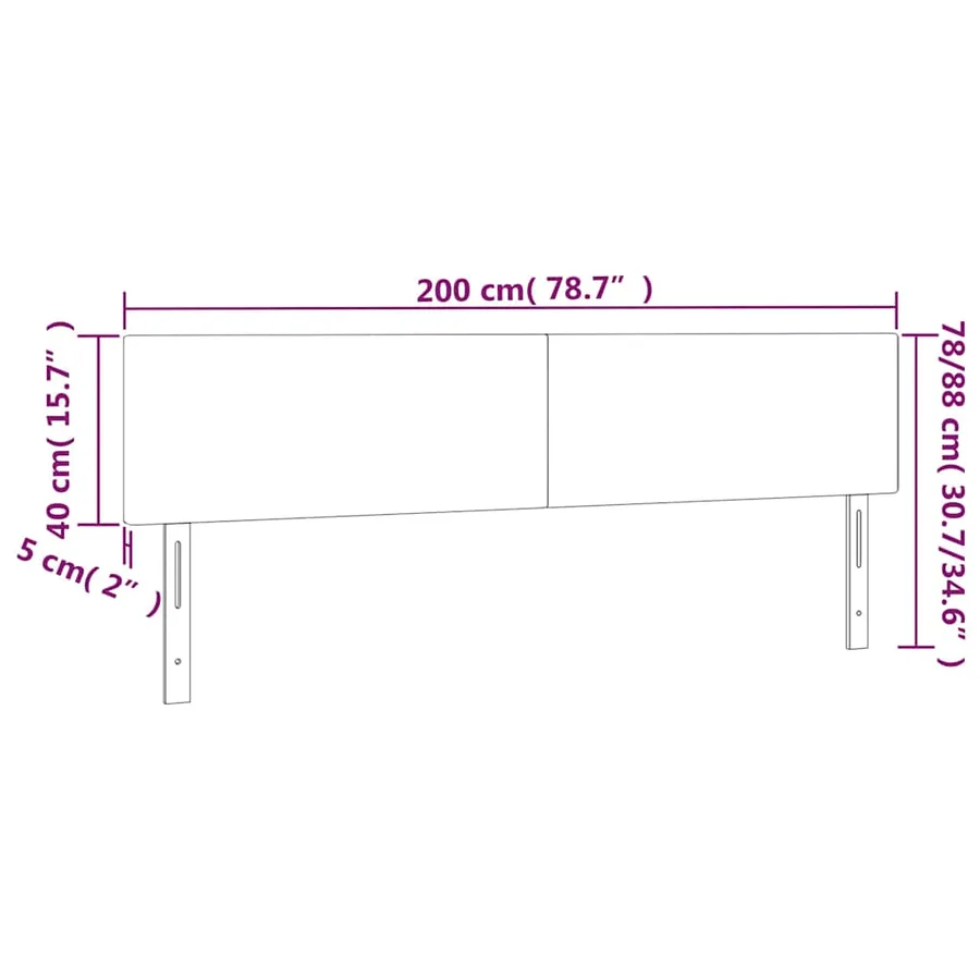 Tête de lit à LED Vert foncé 200x5x78/88 cm Velours - 7