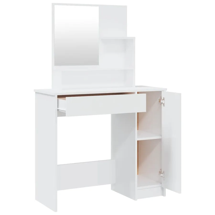 Ensemble de coiffeuse Blanc brillant 86,5x35x136 cm - 5