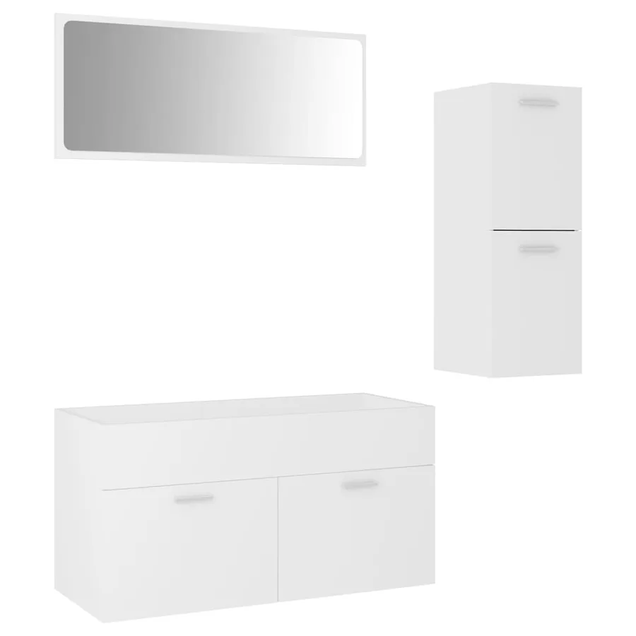 Ensemble de meubles de salle de bain Blanc Bois d'ingénierie - 2