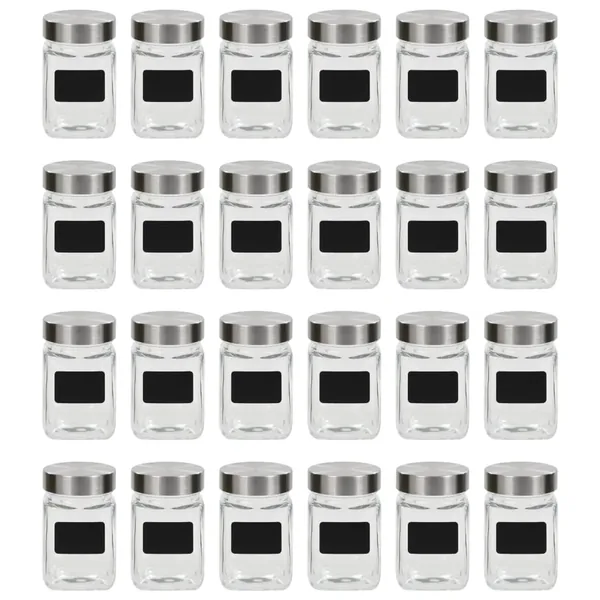 Pots de conservation avec autocollant 24 pcs 300 ml
