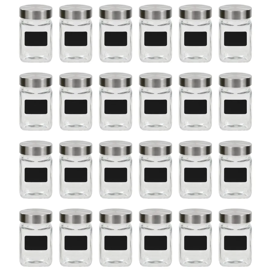 Pots de conservation avec autocollant 24 pcs 300 ml