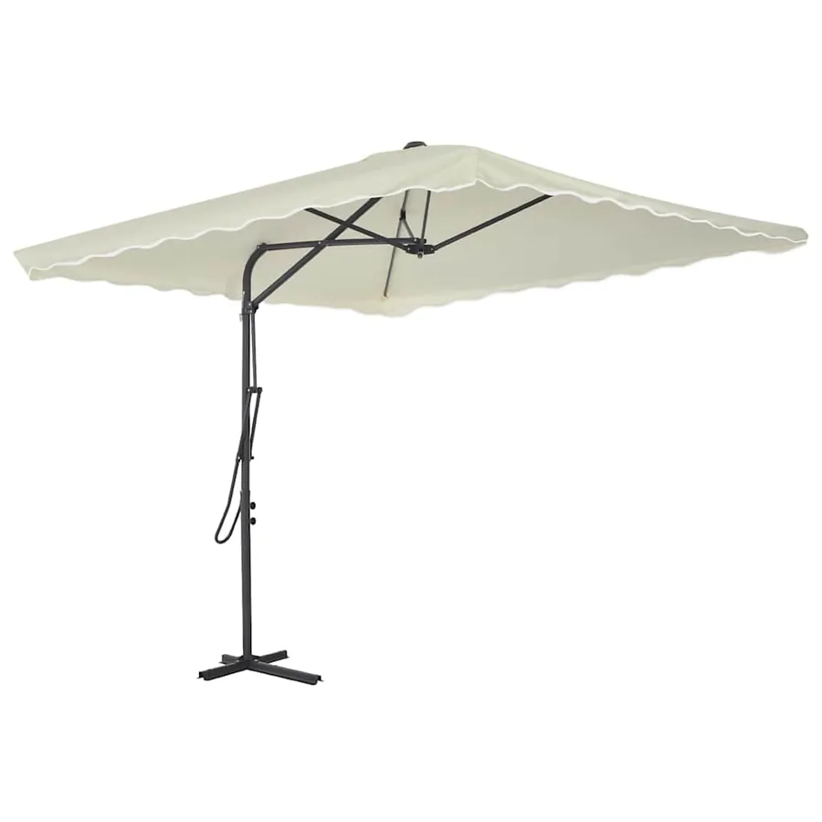 Parasol d'extérieur avec poteau en acier 250 x 250 cm Sable