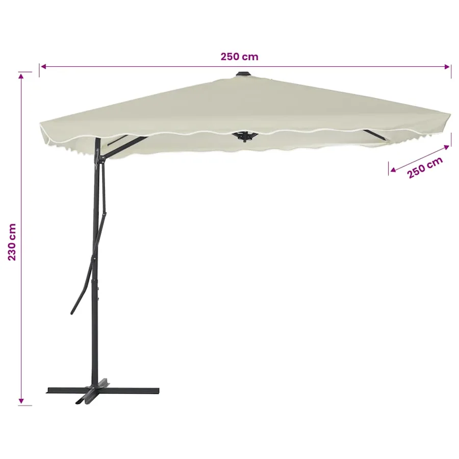 Parasol d'extérieur avec poteau en acier 250 x 250 cm Sable - 5
