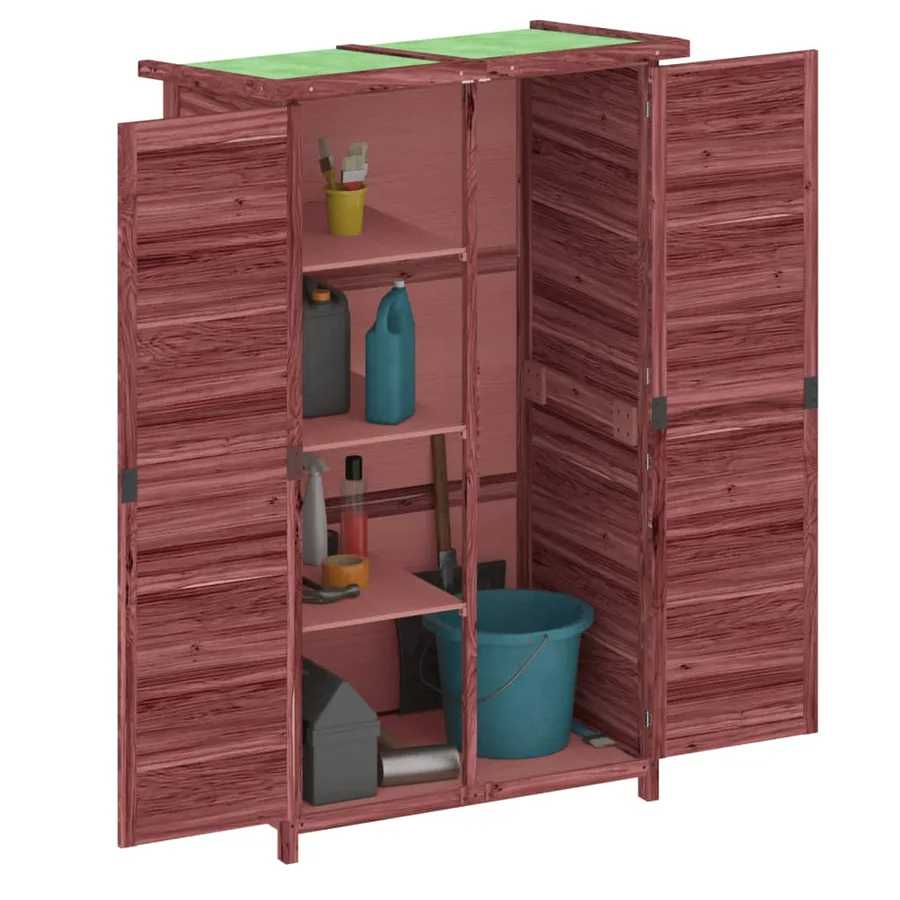 Abri à outils de jardin moka 83x57x140 cm bois massif pin - 3