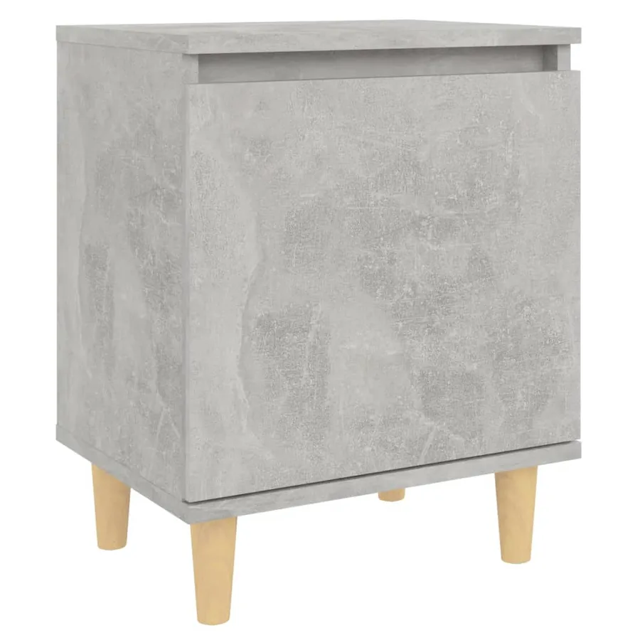 Table de chevet avec pieds en bois Gris béton 40x30x50 cm - 2