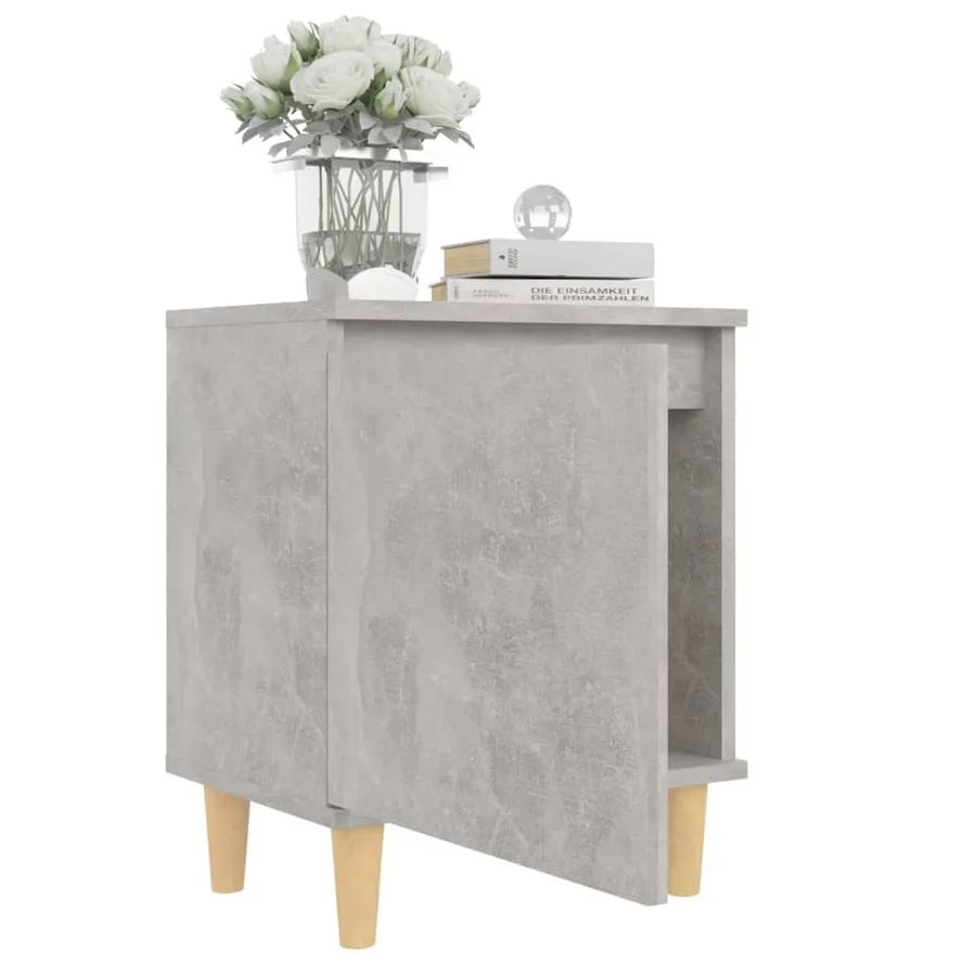 Table de chevet avec pieds en bois Gris béton 40x30x50 cm - 6
