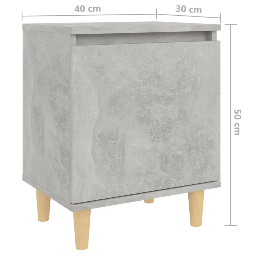 Table de chevet avec pieds en bois Gris béton 40x30x50 cm - 8
