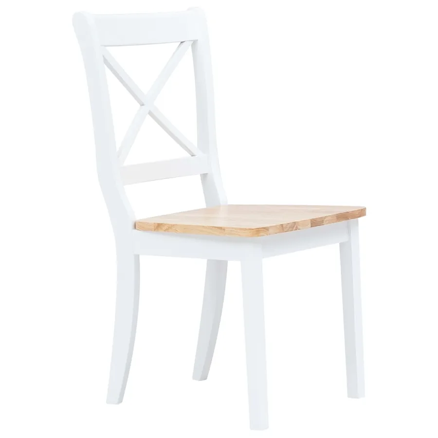 Chaises à manger lot de 2 blanc et bois clair bois hévéa massif - 2
