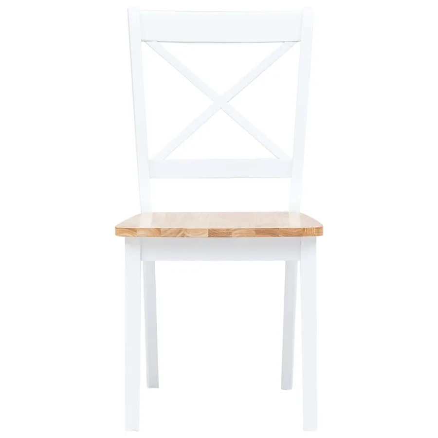 Chaises à manger lot de 2 blanc et bois clair bois hévéa massif - 3