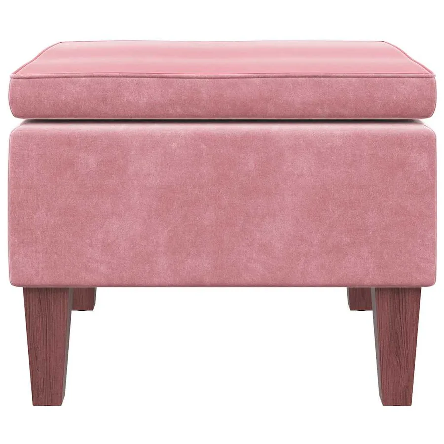 Tabouret avec pieds en bois Rose Velours - 5