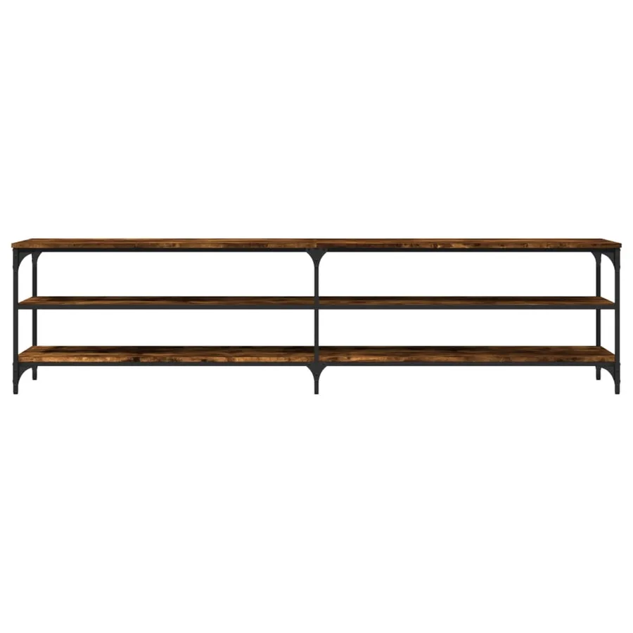 Meuble TV chêne fumé 200x30x50 cm bois d'ingénierie et métal - 5