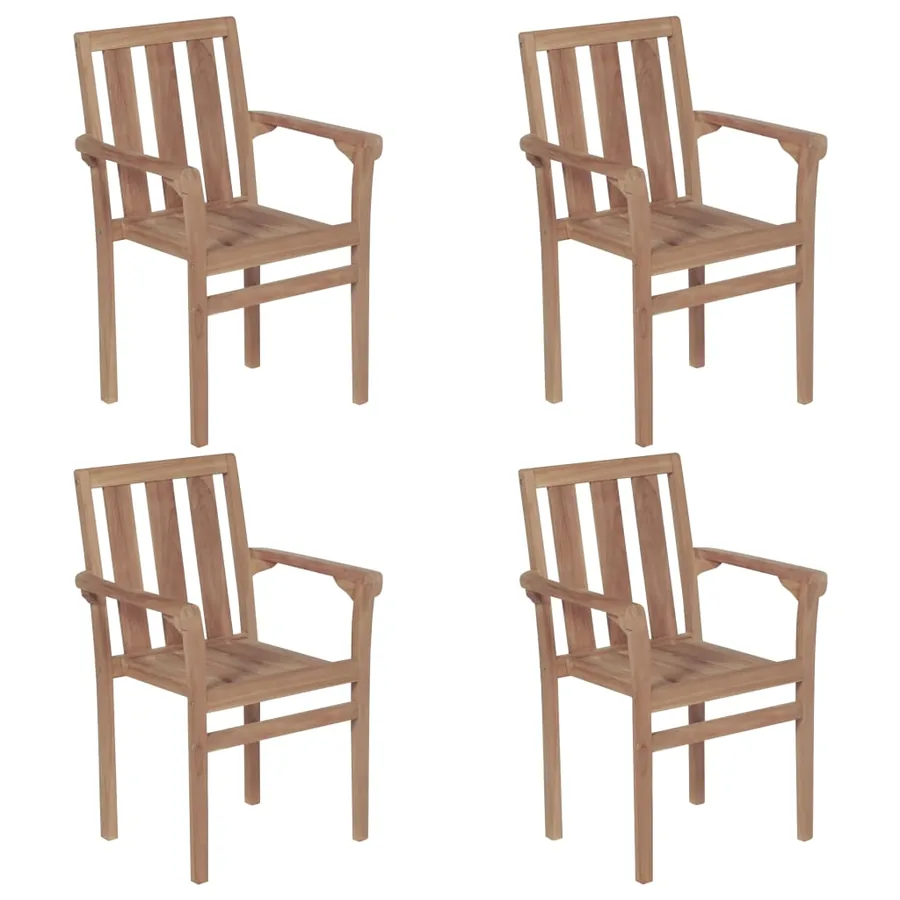 Chaises de jardin empilables lot de 4 Boie de teck solide