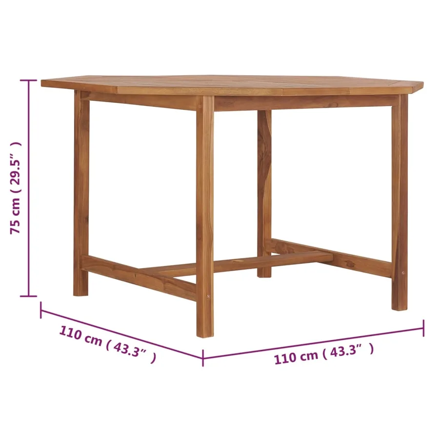 Table à dîner de jardin 110x110x75 cm Bois massif de teck - 7