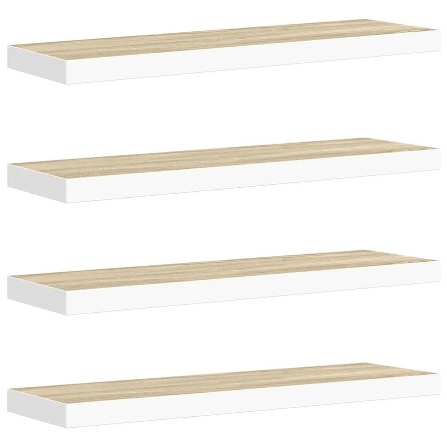 Étagères flottantes 4 pcs Chêne et blanc 90x23,5x3,8 cm MDF - 2