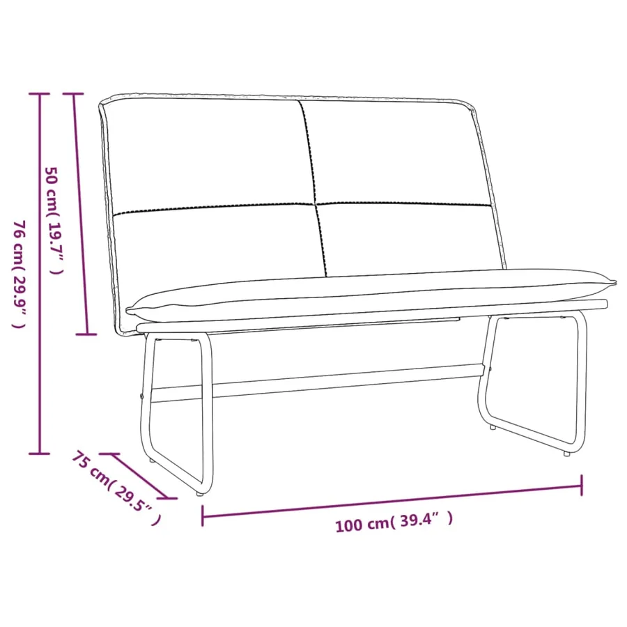 Banc Noir 100x75x76 cm Similicuir - 8