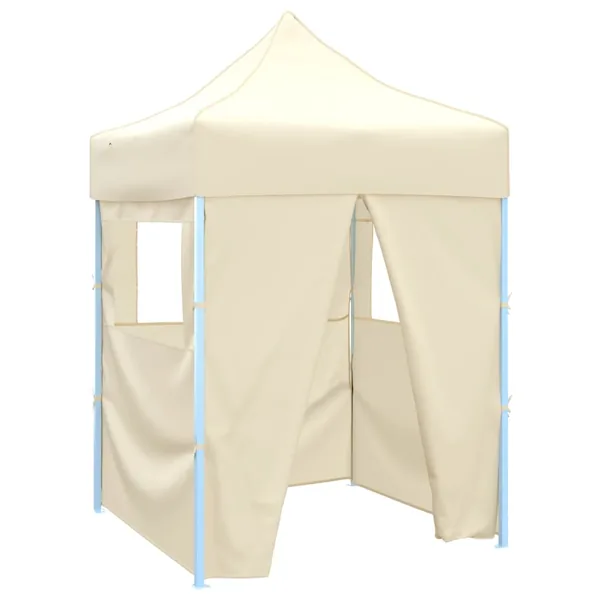 Tente de réception pliable avec 4 parois 2x2 m Acier Crème